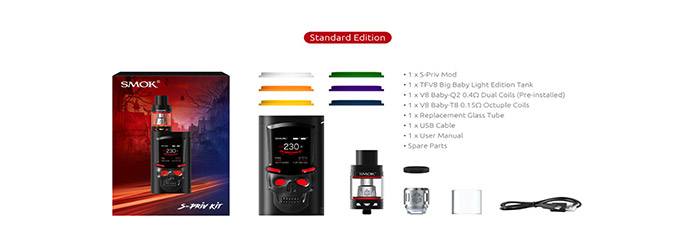 contenu du kit S-Priv TFV8 Big Baby light smoktech